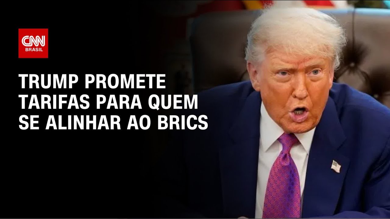 Trump anuncia tarifa adicional de 10% para ‘qualquer país que se alinhar às políticas do Brics’