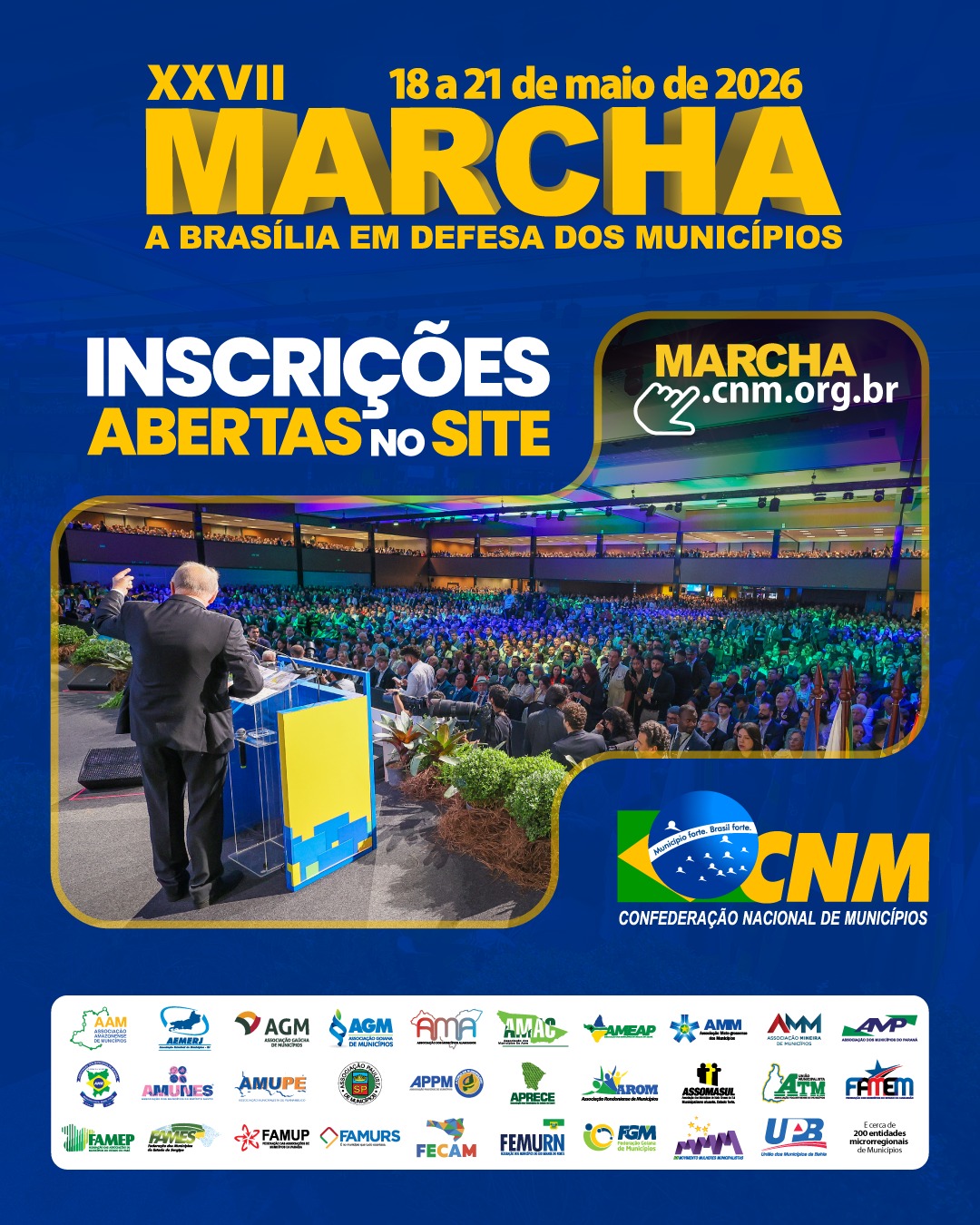 XXVII Marcha: candidatos à presidência da República serão sabatinados no evento municipalista